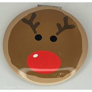 Mirror Compact Red Nose Reindeer Stocking Stuffer GiftCraft Defects